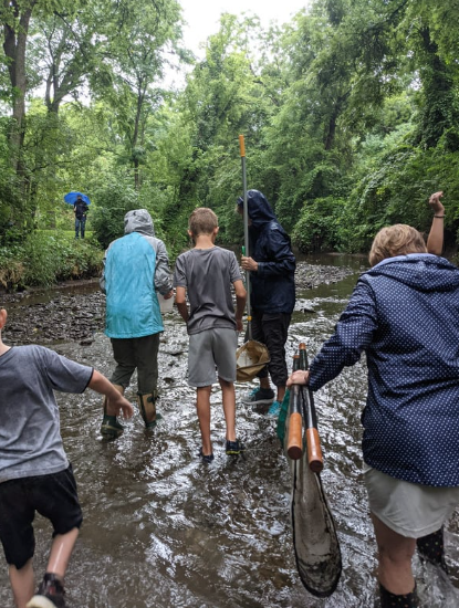 people walking in mill creek